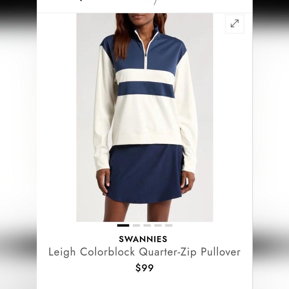 Swannies Leigh Colorblock 1/4 Quarter-zip Pullover, Navy And White, Small